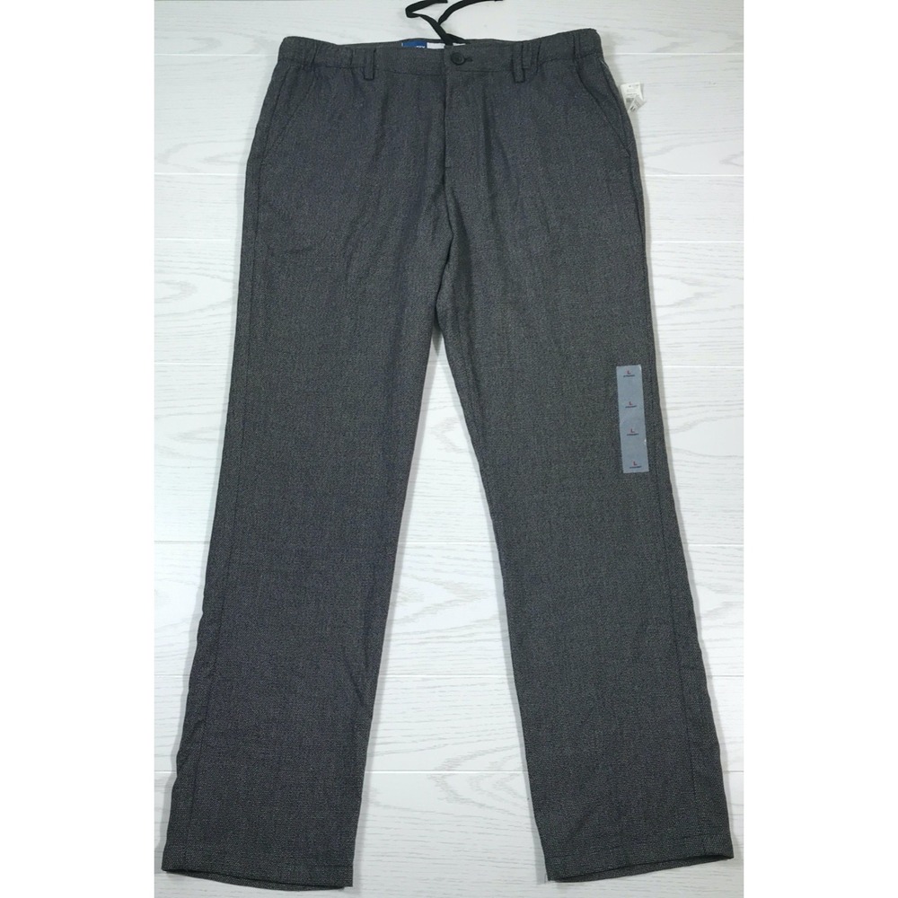 Old Navy Knit Chino Pants Men 34x30 L Gray Drawstring Straight Flat Front New